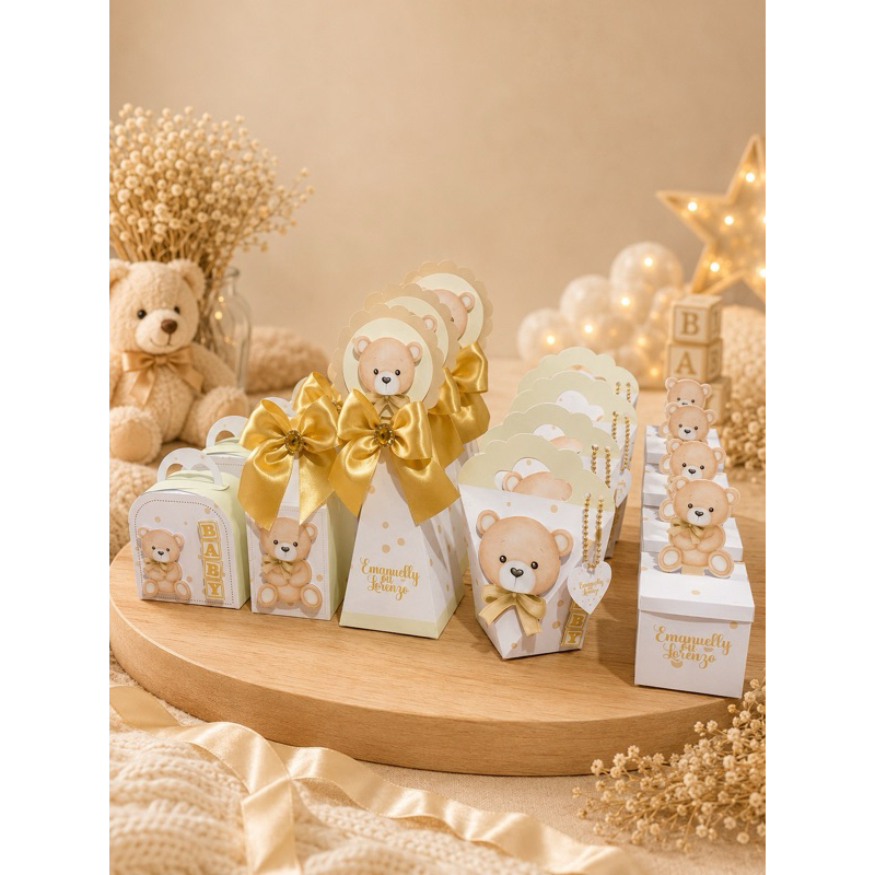 Kit Lembrancinhas Personalizadas | Chá de Fralda, Chá Revelação, Ursinho Baby e Aniversário