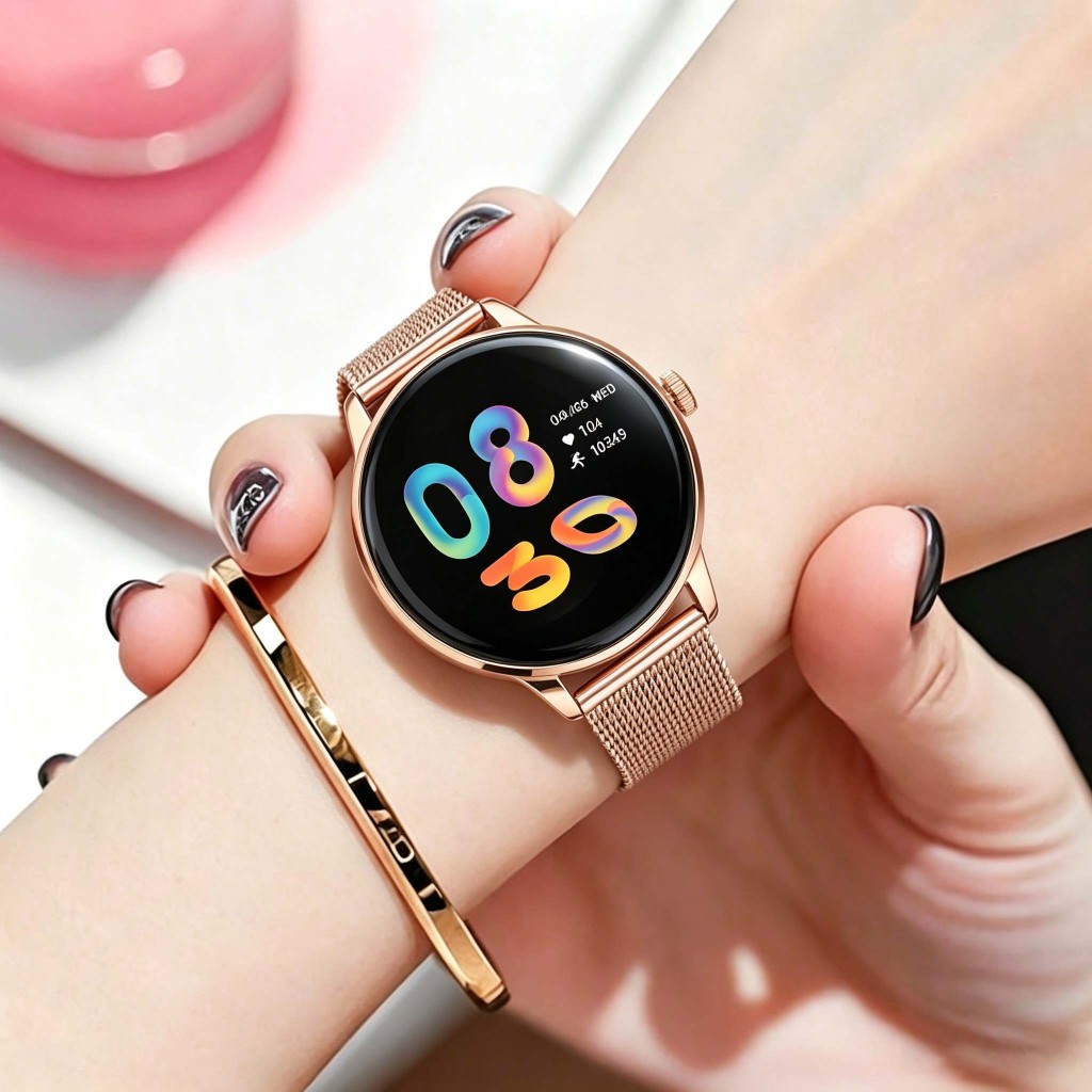 Hancdon KM85 relógio feminino smartwatch 1.43‘'AMOLED IP68 a prova d água Chamada Bluetooth Monitoramento de Saúde