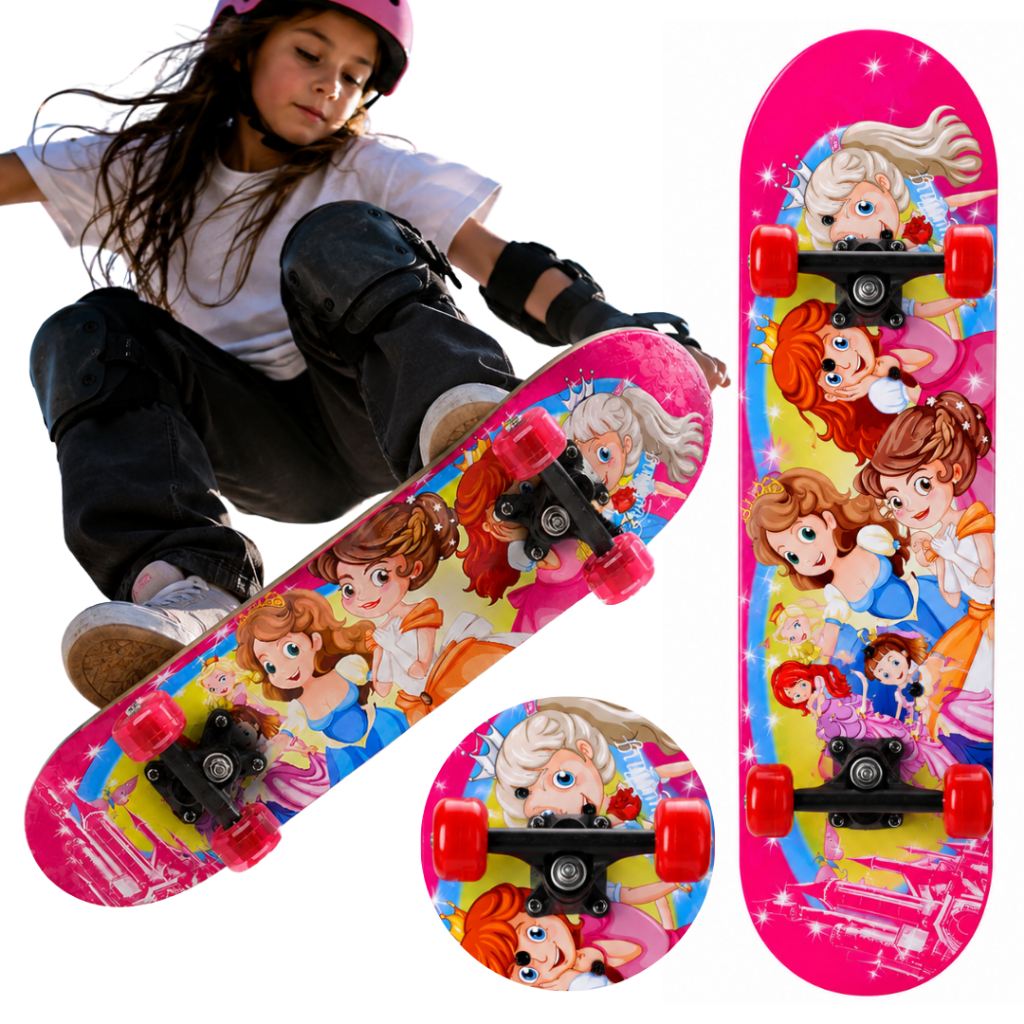 Skate Radical semi profissional Com Lixa Antiderrapante montado Skateboard para Jovens Esportes Radicais Varias Estampas