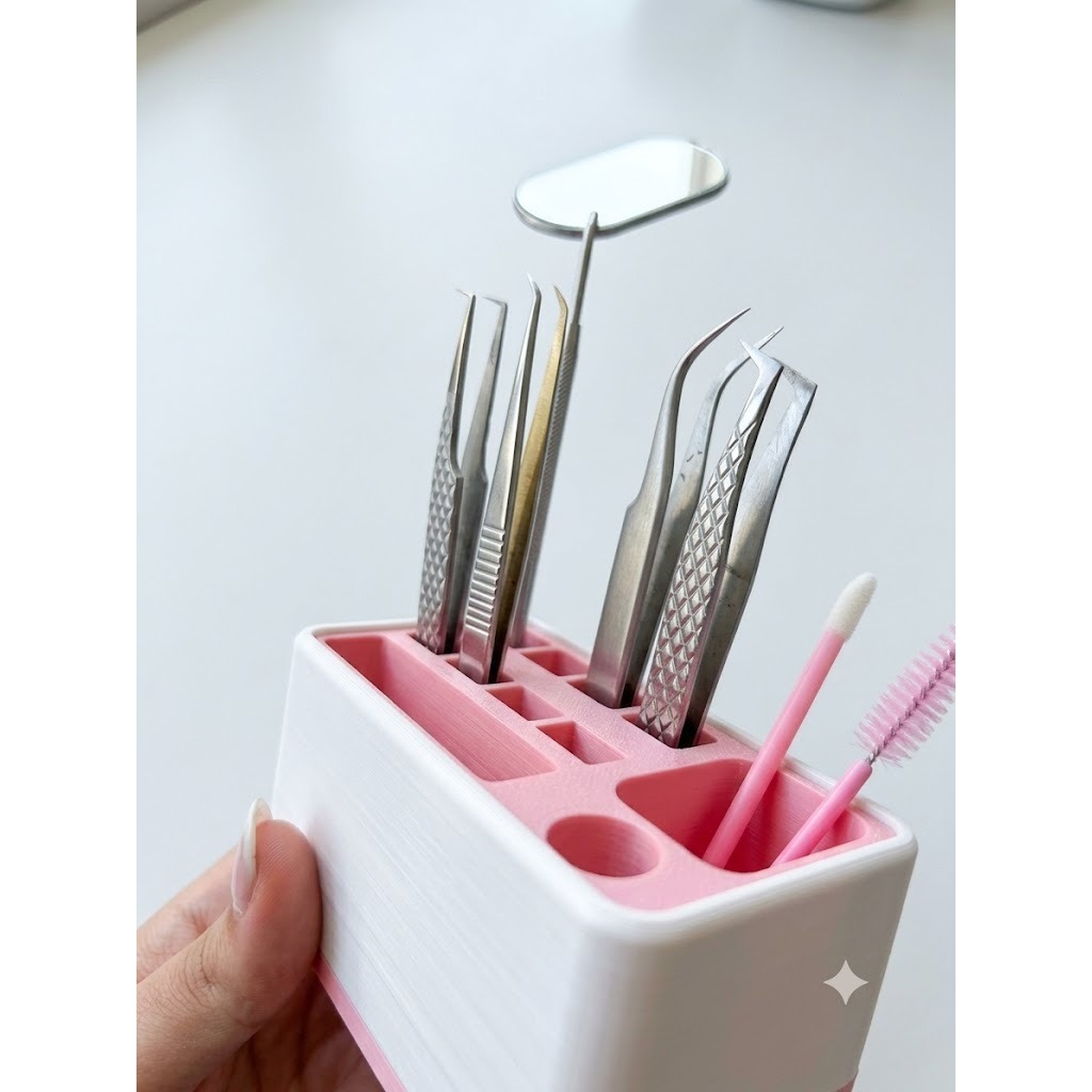 Porta Pinças E Escovinhas Organizador De Bancada Para Cílios E Sobrancelhas Lash Designer