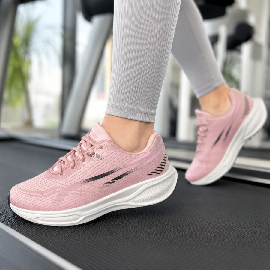 Tênis Feminino Jogger Tecido Respirável Sola Amortecedora Cadarço Premium