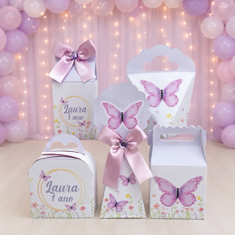 Kit Festa Jardim Encantado das Borboletas Lilas Caixinhas para festa infantis lembrancinhas de aniversario mimos decoraç