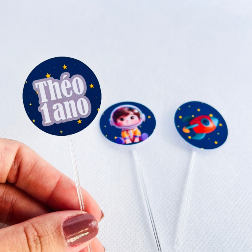 Topper para Doces Astronauta Personalizado | Brigadeiro, Cupcake | Festa Infantil | Aniversário