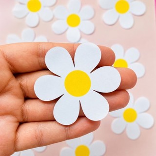 aplique margarida 5 cm de papel/lembrancinhas/Topo de bolo/doces e decorações/kit 20,30 ou 50 unidades