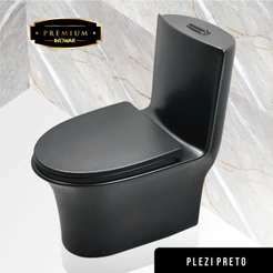 Vaso Sanitário Monobloco Preto Fosco com Caixa Acoplada Dual Flush + Assento Soft Close Completo