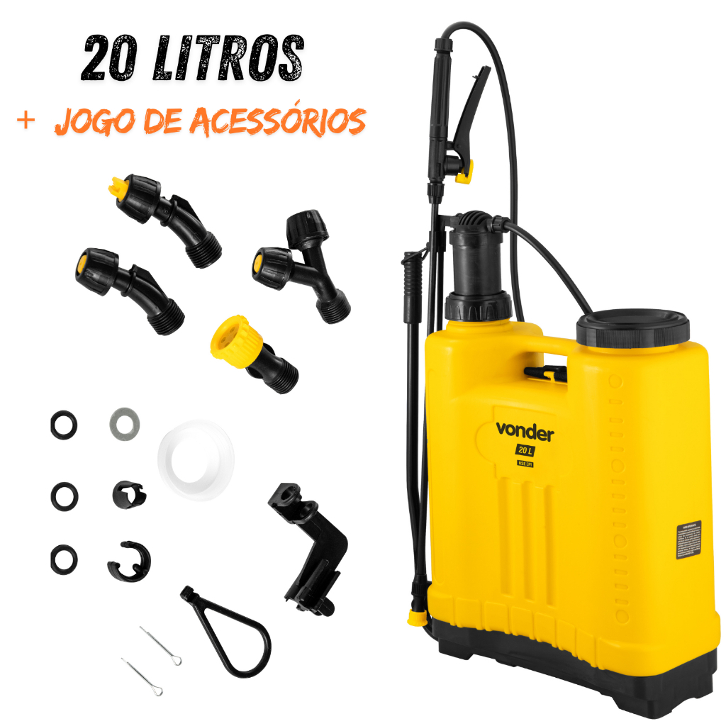 Pulverizador Costal Vonder PC020 20L Agrícola com Trava no Gatilho PE Leve Reversível