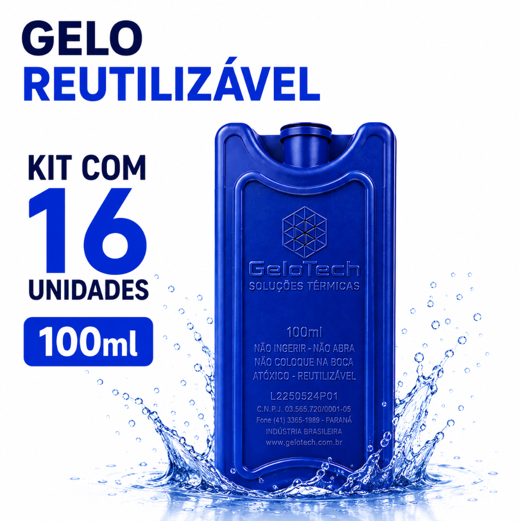 Placa de gelo reutilizável rígido 100 ml kit 16 unidades gelox cooler delivery transporte remédio