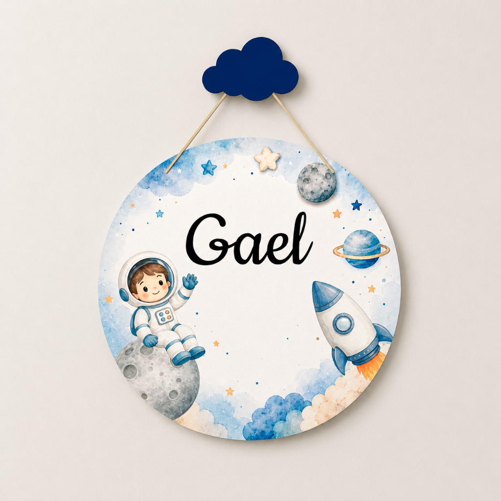 Porta Maternidade Astronauta Espaço Menino Nome Personalizado Decoração Infantil