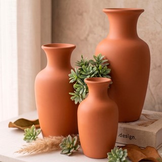 Kit 3 Peças Cerâmica Decoração Vasos Moderno Centro Mesa Enfeites Casa Rack Aparador Conjuntos Sala