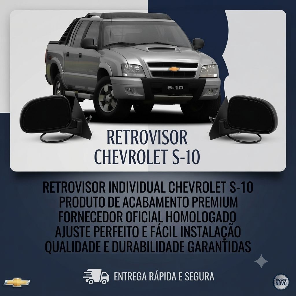 Retrovisor S10 de 1995 até 2011 Eletrico Preto Liso