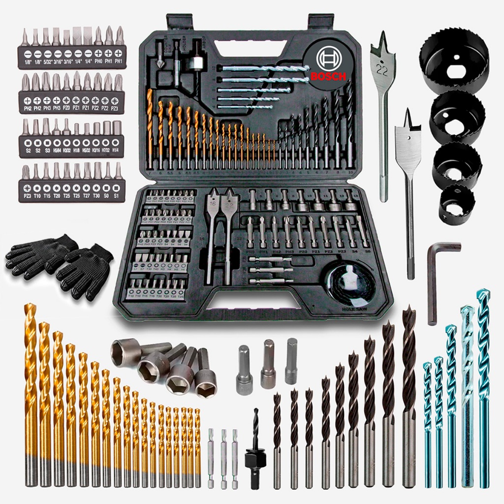 Kit 104 Peças Jogo De Brocas Bits Bosch Com Maleta Profissional