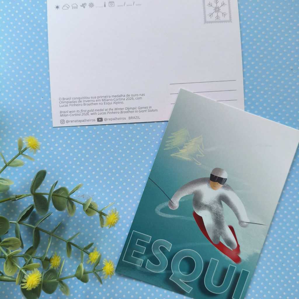 kit com 10 Cartões Postais [Esqui]  Presente Decorativo Correspondência