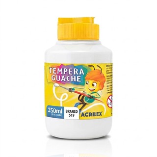Tinta Guache Branco 250ml Acrilex Têmpera Guache Escolar Artística Atóxica Solúvel Em Água