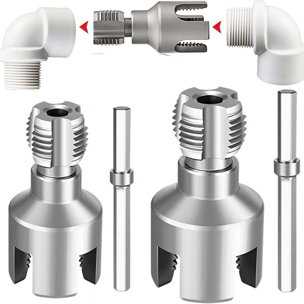 Kit 2 Abridores de Rosca para PVC Macho e Fêmea 1/2 e 3/4 com Encaixe Parafusadeira
