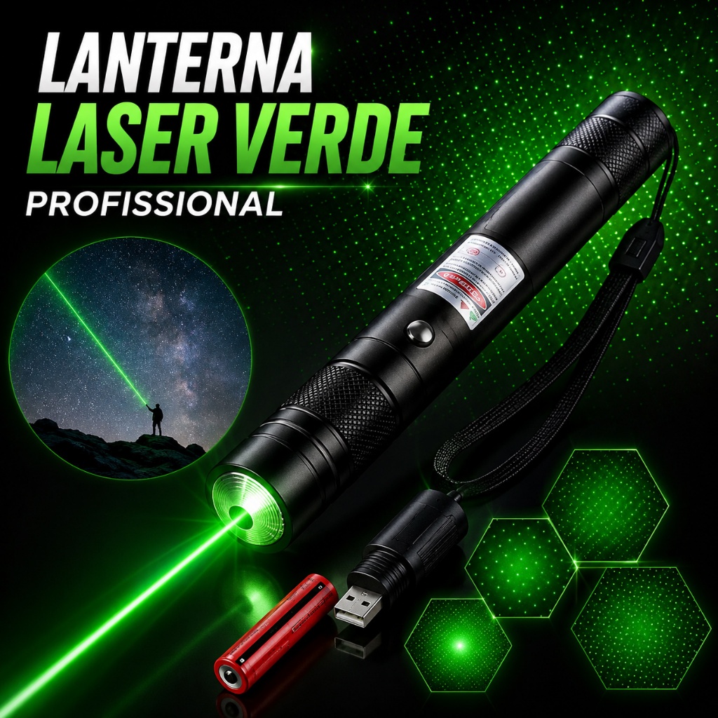 Caneta laser verde superpotente – Recarregável com chave de segurança, alcance de 100 km, impermeável, 710