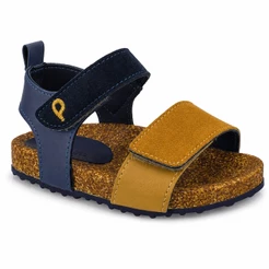 Sandália Birken Infantil Menino Pequito Velcro Ajustável Verão Confortável Bege Marinho 9731