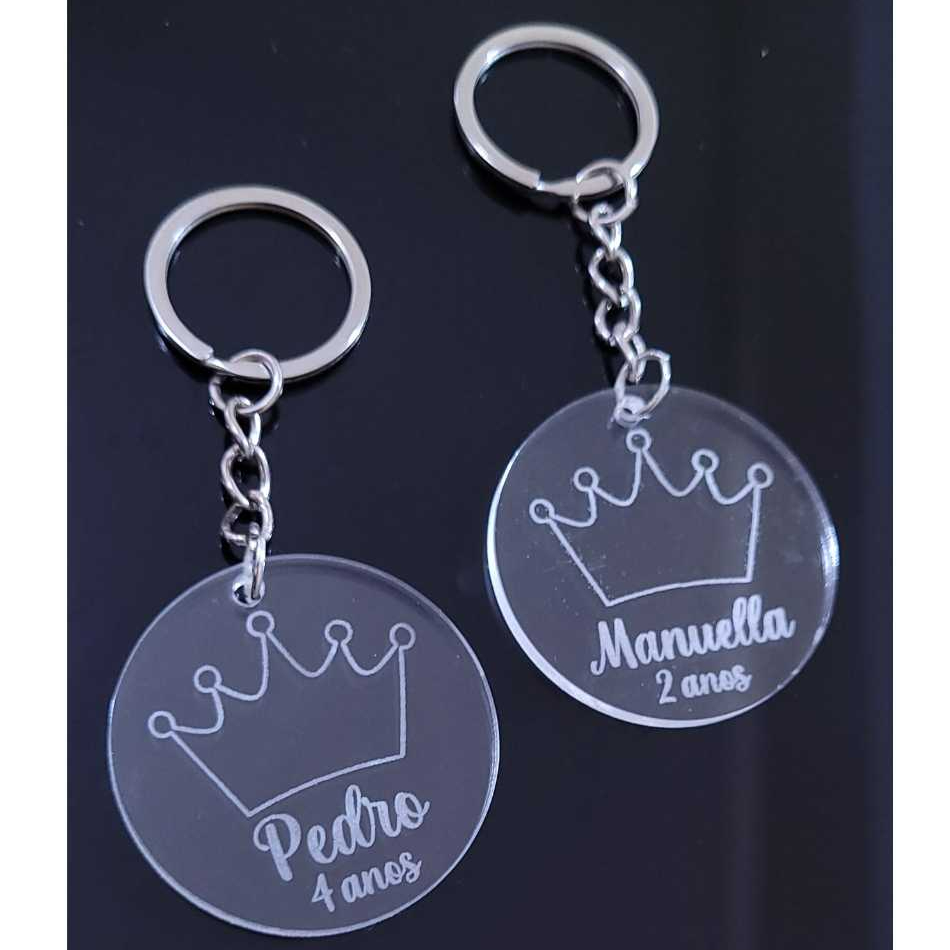 LEMBRANCINHA CHAVEIRO COROA PERSONALIZADO COM NOME - CHA DE BEBE - ANIVERSARIO - MATERNIDADE - PRINCIPE / PRINCESA