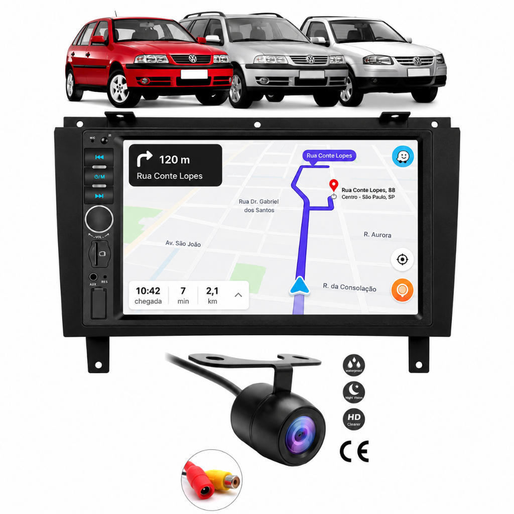 Central Multimídia Mp5 2 Din Saveiro Gol Voyage G5 Câmera Ré
