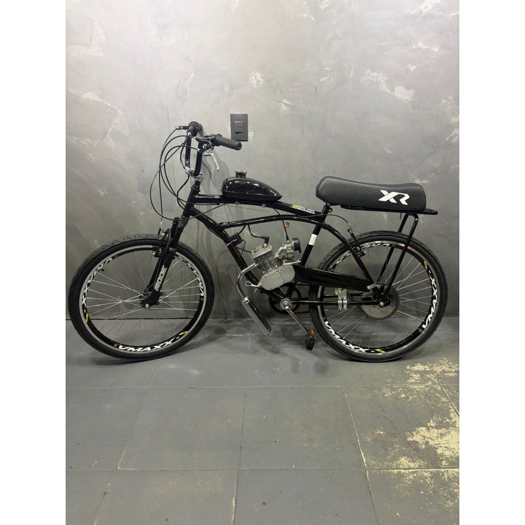 Bicicleta Motorizada 80cc Completa Motor 2 Tempos Suspensão Banco XR Rodas VMAX Freio Alumínio