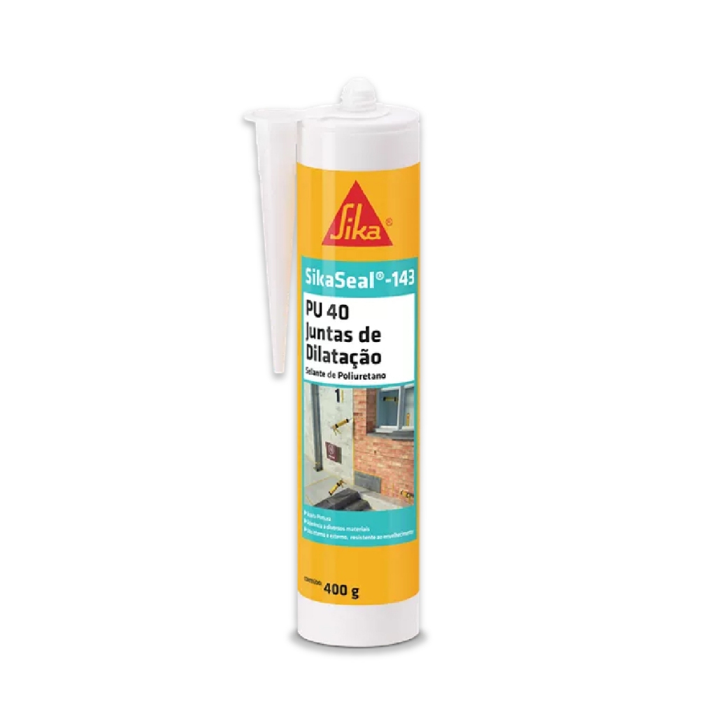 Selante PU40 SikaSeal-143 Sika Cinza 400g Junta Dilatação Concreto Vedação Fachada Obra Construção