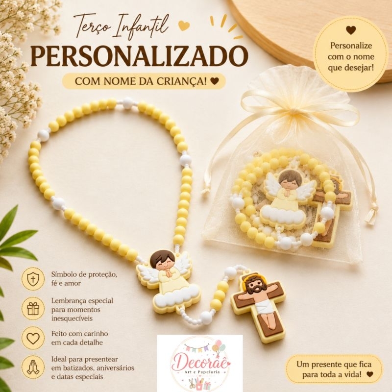 Terço Personalizado Infantil Emborrachado- Diversas Cores- Personalizado com Nome - Escolha no chat