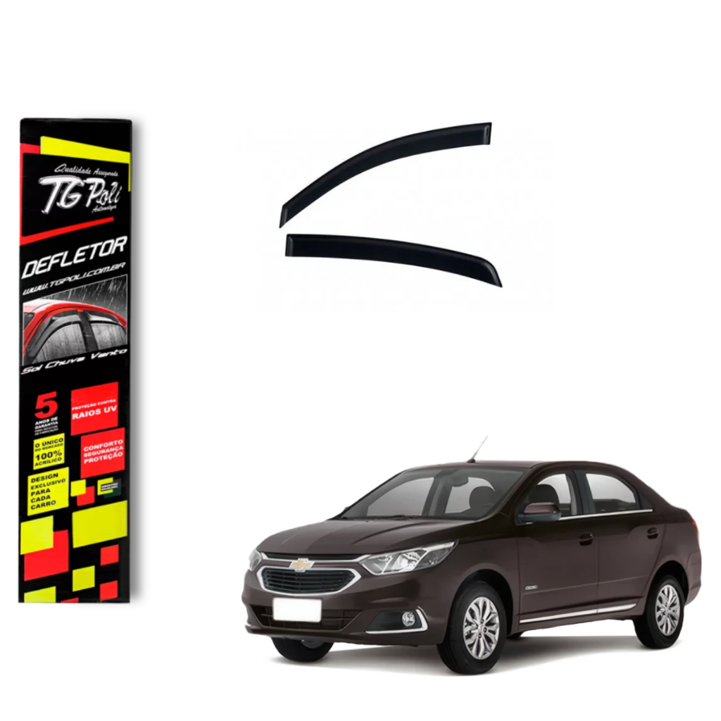 Calha de Chuva Chevrolet Cobalt 2012 a 2020 4 Portas TG Poli Defletor Portas Protetor Janelas