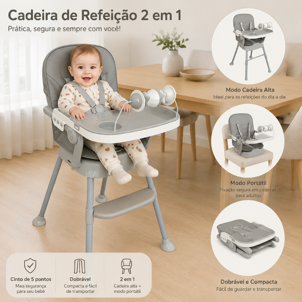 Cadeira de alimentação bebê portátil 3 em 1 Styll Baby Seggura