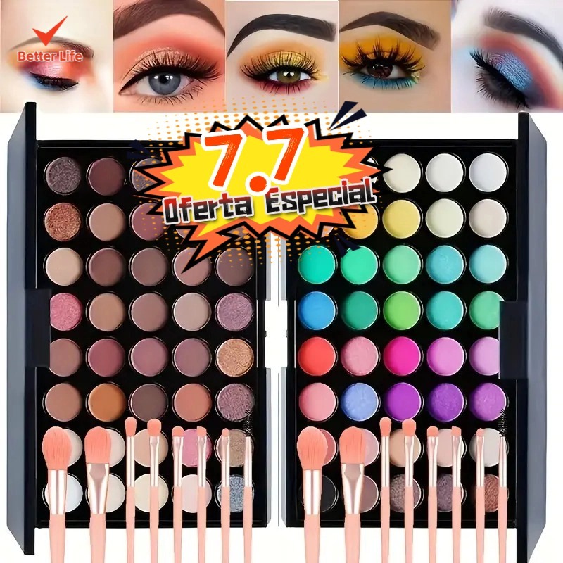 Paleta de Sombras com 40 Cores - Acabamento Matte e Shimmer, Alta Pigmentação, Efeito Esfumado e Longa Duração-BT
