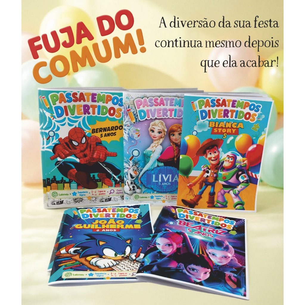 10/15/20  Lembrancinha de aniversário infantil Personalizada Jogos de Passatempos/atividades infantis revistinha com 12p