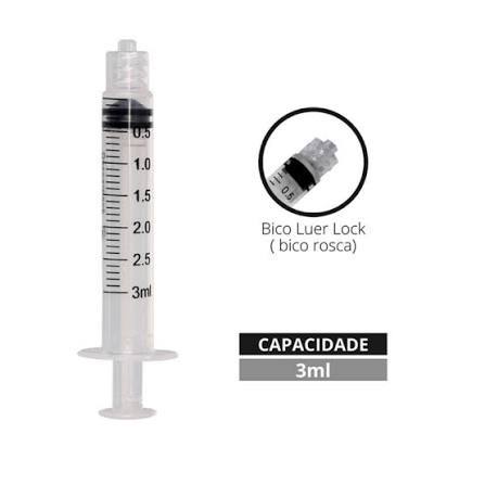 Kit Seringa 3mL + Agulha 25x0,70mm | Descartável Estéril | Caixa c/100 Unidades cada | Envio Rápido