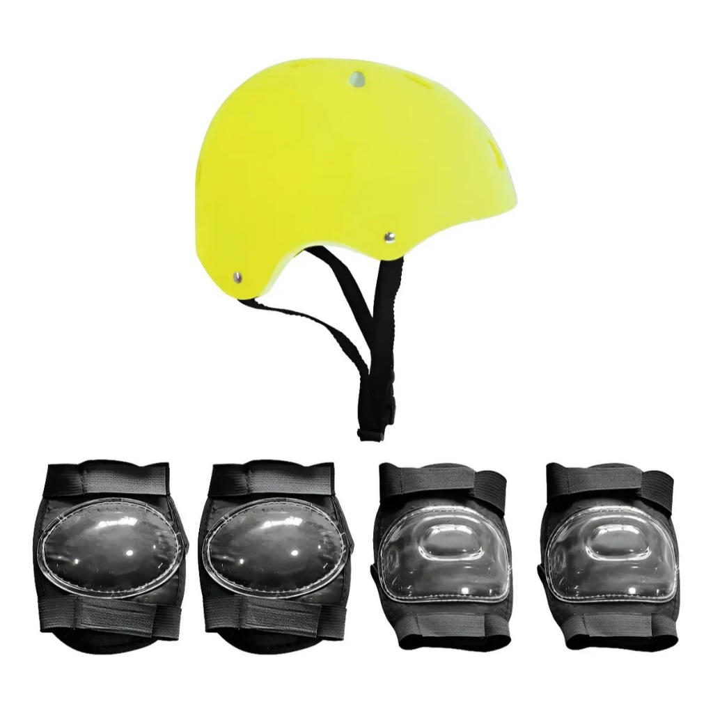 Kit Completo De Proteção Segurança Infantil Unissex Com Capacete Joelheira E Cotoveleira Ajustável