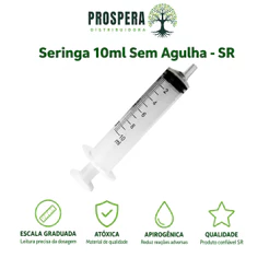 Seringa Hipodérmica 10 ML Sem Agulha - Luer SLIP - MARCA SR - Kit C/ 50, 100, 250 unidades