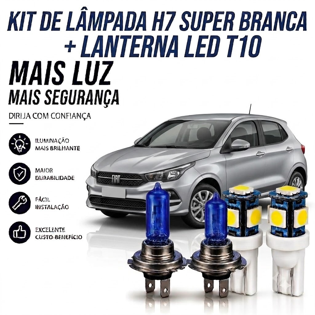Lâmpada farol ALTO / BAIXO - SUPER BRANCA par FIAT ARGO 2017 ATÉ 2025
