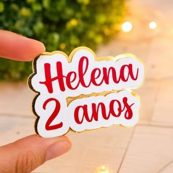 20/30 Aplique Personalizado Nome e Idade 3D Lamicote Dourado, para Lembrancinhas, Festa Infantil