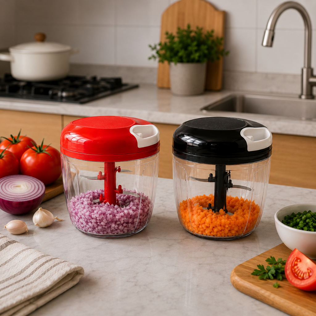 Processador Manual de Alimentos 900ml 5 Lâminas de Aço Inox Triturador de Comida