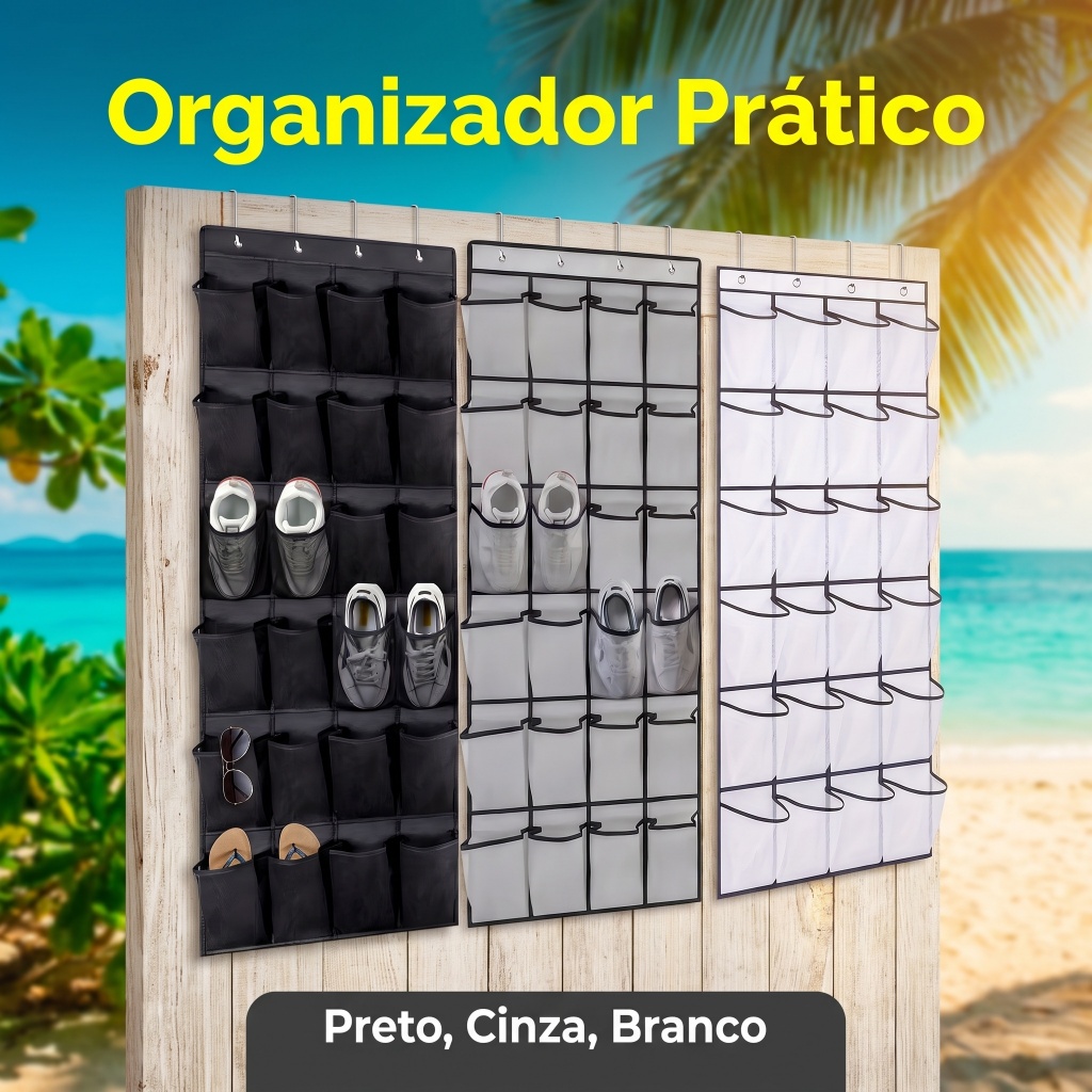 Sapateira Porta Economia Espaço 3 Cores Preto Cinza Branco