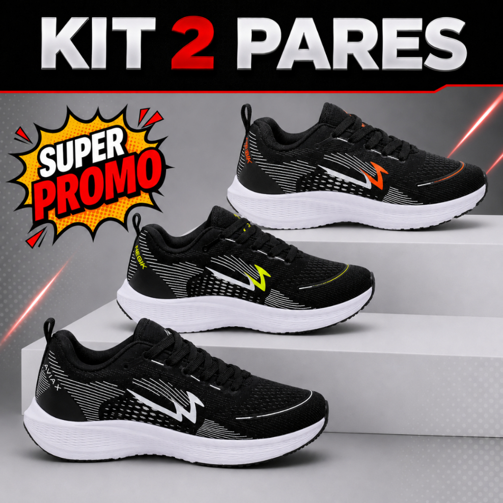 Kit 2 Tênis Esportivo Masculino Feminino Leve Confortável Resistente Antiderrapante Original Tênis Feminino Academia