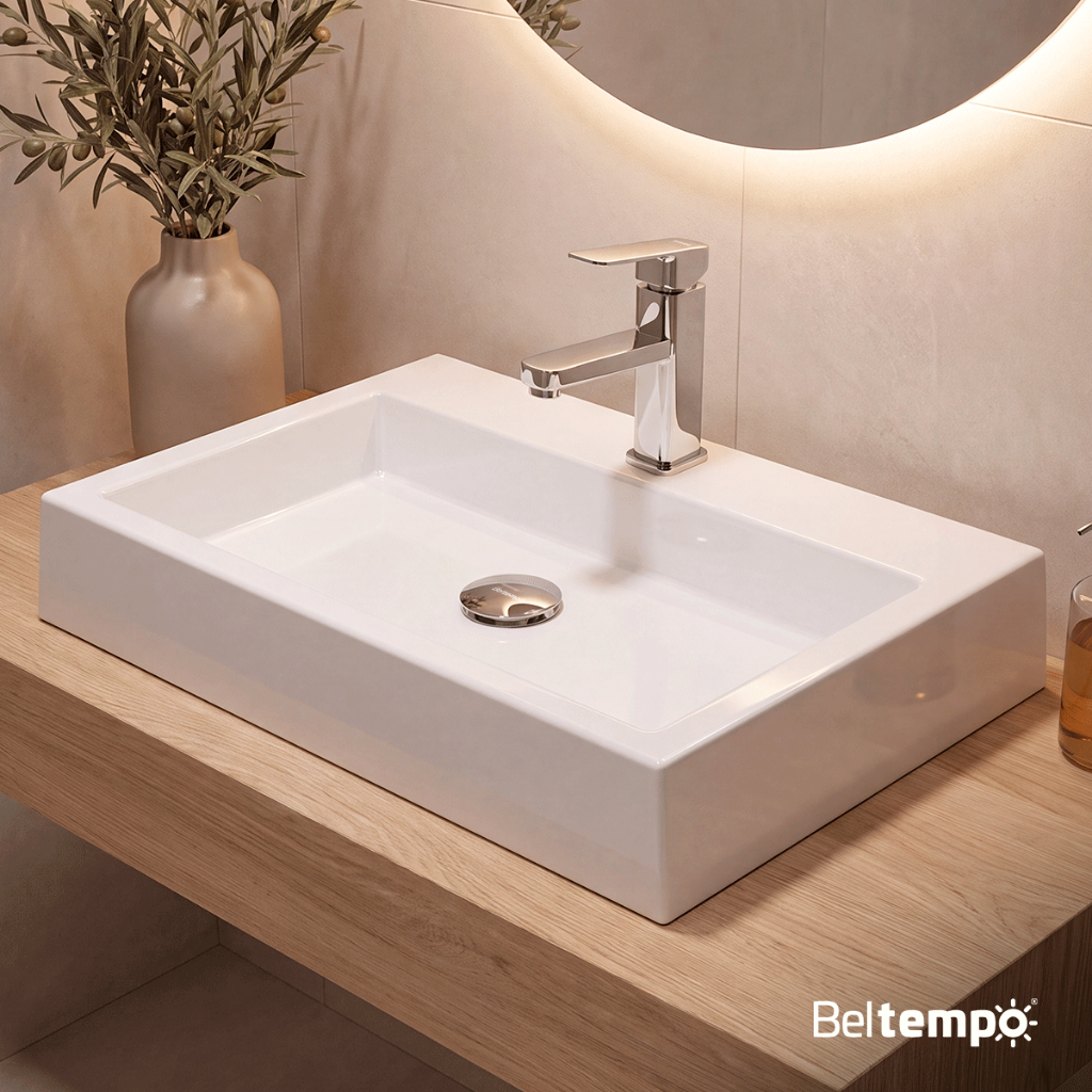 Cuba Pia de Apoio Sobrepor Retangular 56x38 Banheiro Lavabo Beltempo BT-2076