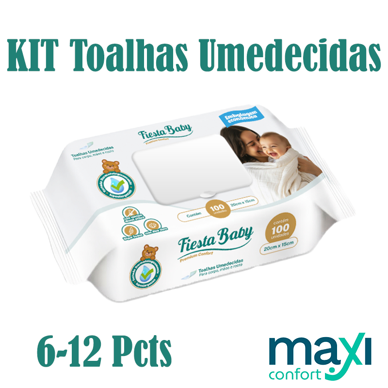 Kit 6-12 Pacotes Toalhas Umedecidas Fiesta Baby C/ Tampa