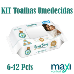 Kit 6-12 Pacotes Toalhas Umedecidas Fiesta Baby C/ Tampa