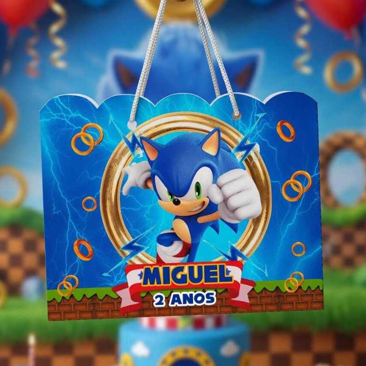 Sacolinhas Personalizadas Sonic / Lembrancinha Festa Infantil / Sacola Surpresa / Aniversário /mimo Sonic