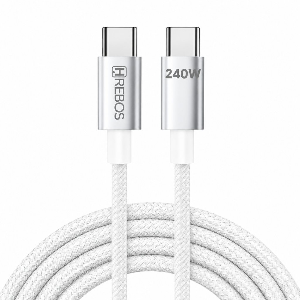 Cabo USB-C Para USB-C 240W Hrebos 2 Metros Turbo Original P/ iPhone 15 16 Pro Ma