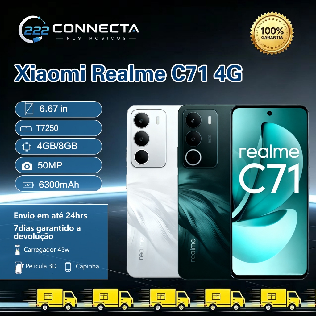 Xiaomi Realme C71 4G NFC Global Câmera 50MP Tela 6,67 120Hz Bateria 6300mAh IP6