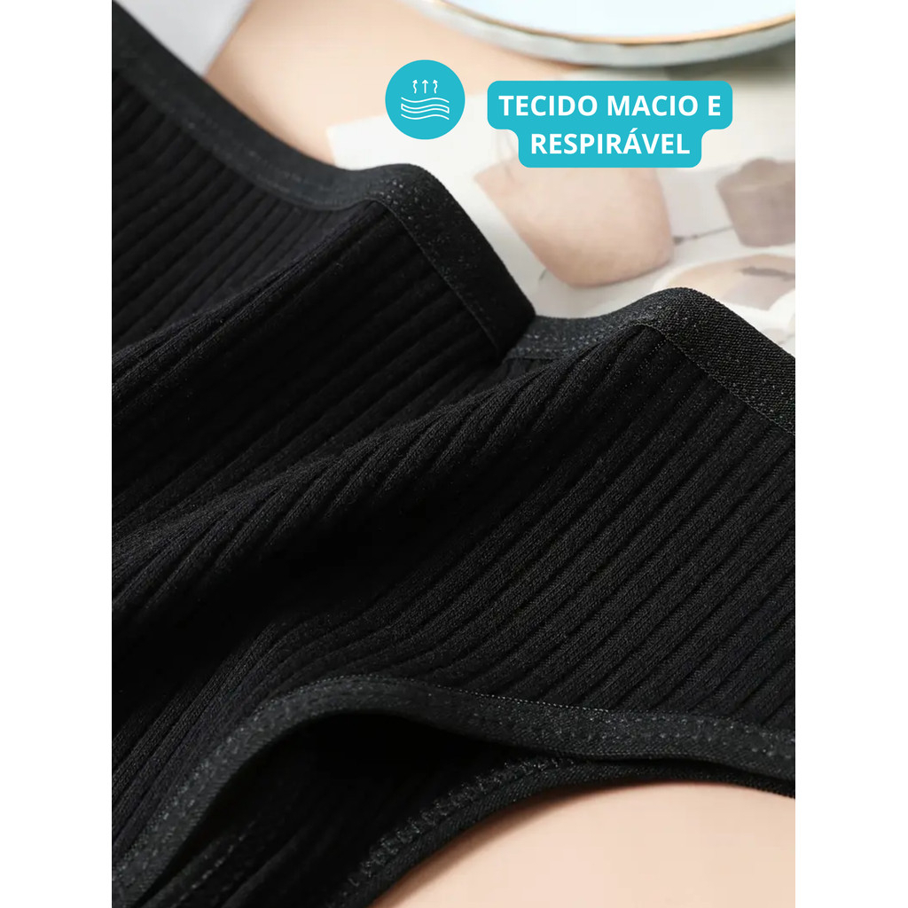 Kit 10 Calcinhas Fio Dental Feminina Algodão Canelado