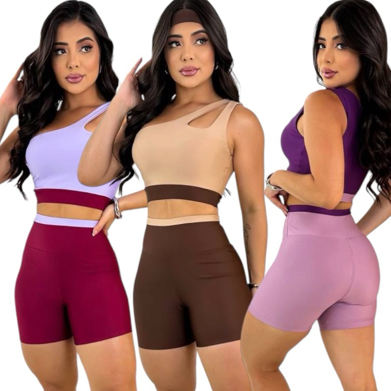 conjunto academia short e top bicolor fitness