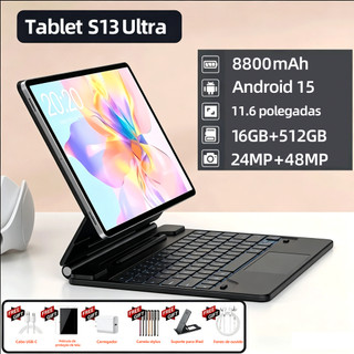 [Teclado e mouse gratuitos] Tablet S13 ultra Android 15 tablet 11,6 polegadas 16GB+512GB 8800mAh bateria dual SIM 5G