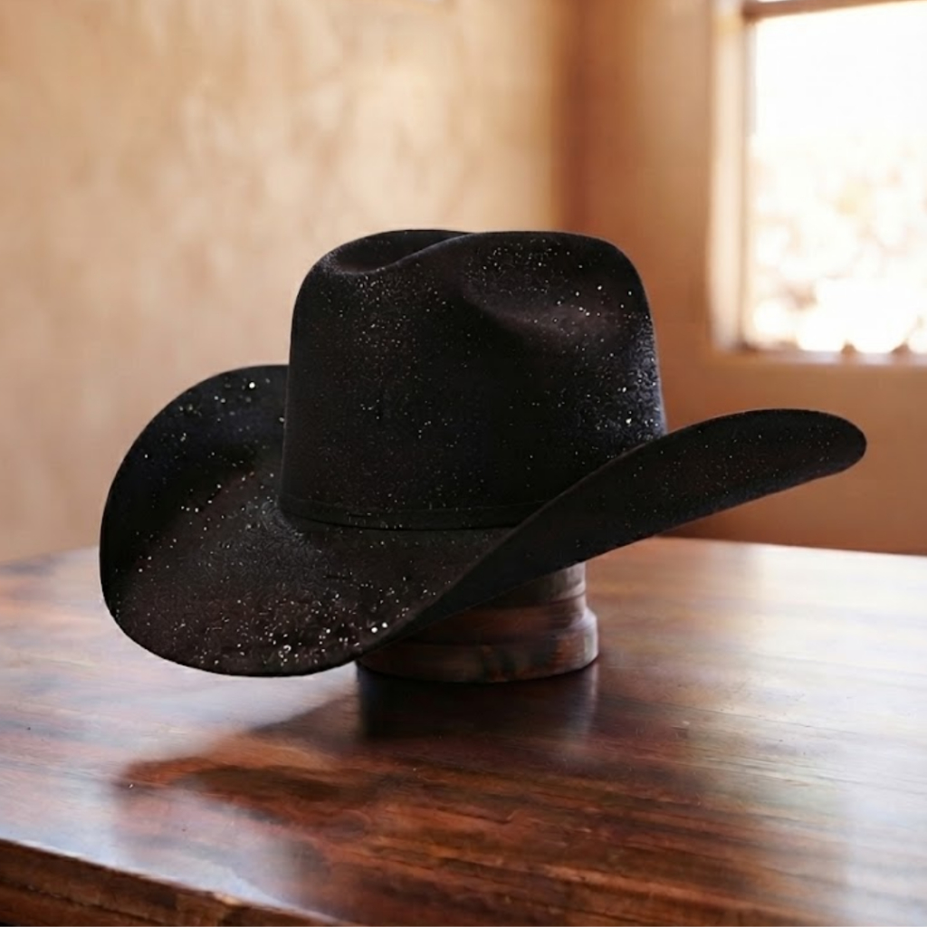 Chapéu Country Brilhante Preto Para Festa Fantasia Rodeios Sertanejo Poliéster Ponto Das Festas