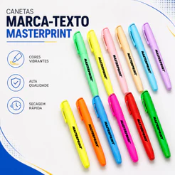 Kit Marca Texto Cores Vivas Neon e Pastel Escolar Juvenil Resistente