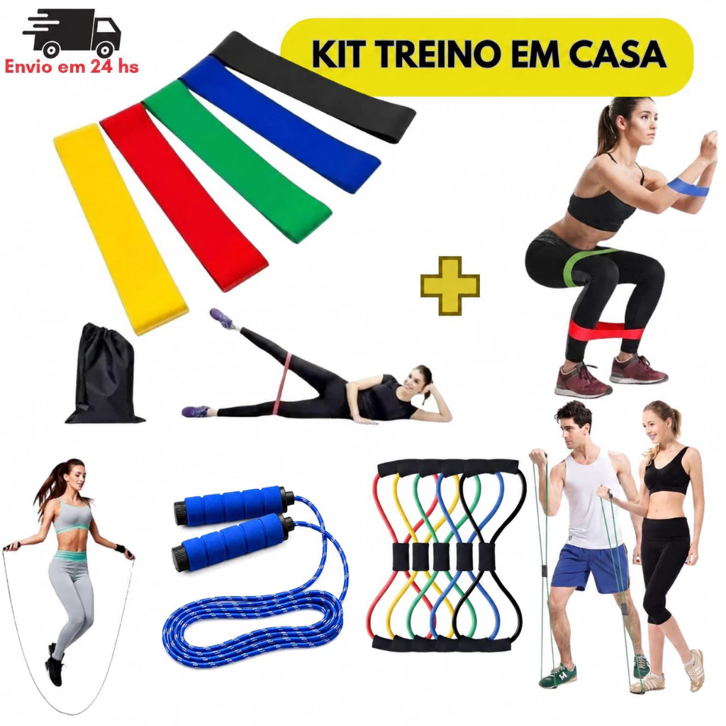 Kit Treino em casa Mini Band Elástico Extensor Cross Tube Corda de Pular — imagem 1