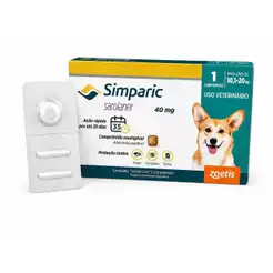 Antipulgas Anticarrapato Sarnas Simparic de 10 a 20 kg para Cães com 1 Comprimidos Proteção 35 Dias
